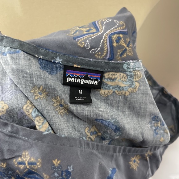 Womens Patagonia June Lake Blue Floral Dress Medium Cap Sleeve Short - Picture 8 of 9